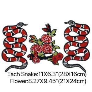 Set of 3 Snake iron on Patches